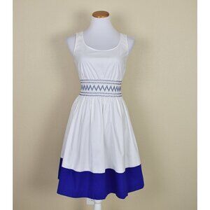 Kate Spade Fit Flare Smocked Poplin Dress XS